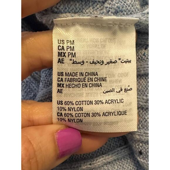 Karen Scott light blue cable knit sweater size PM - Picture 4 of 10